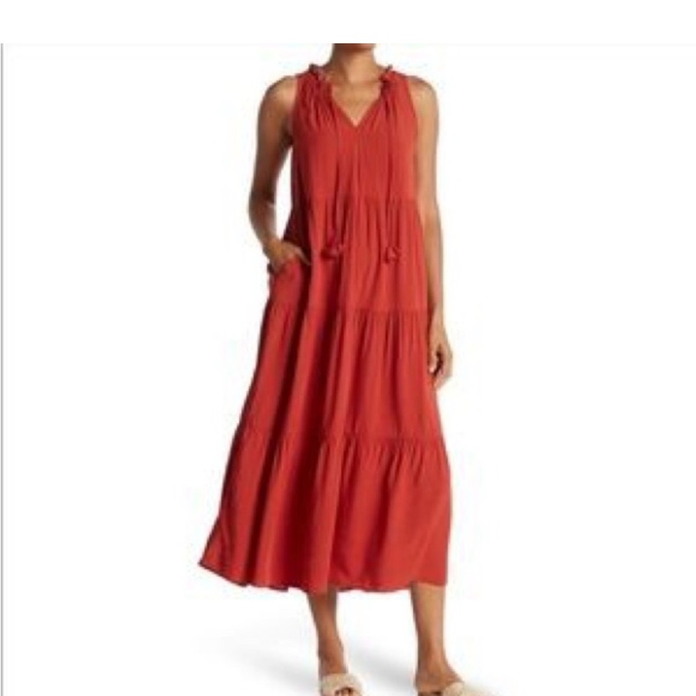 Max Studio Vibrant Red Orange Maxi Dress
